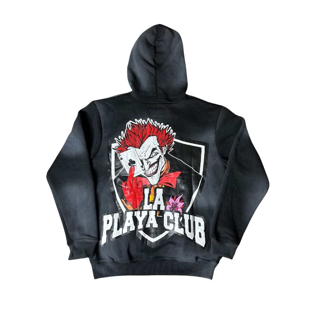 La Pláya Club zip up hoodie custom zip up hoodies with custom print black zip up hoodies back image