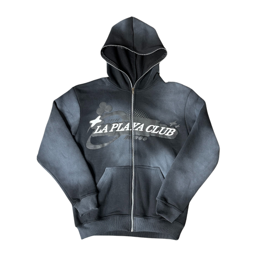 La Pláya Club zip up hoodie custom zip up hoodies with custom print black zip up hoodies front image